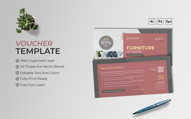 Furniture Discount Gift Voucher 209940 TemplateMonster