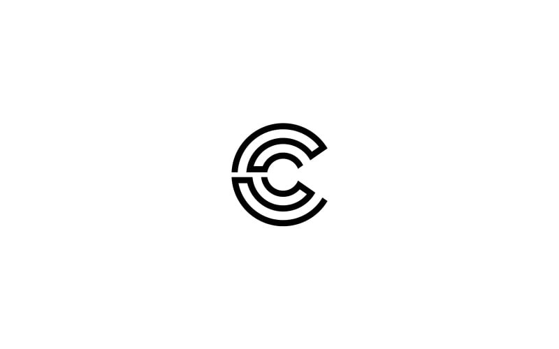 C 字母标志设计或 CC 业务标志矢量