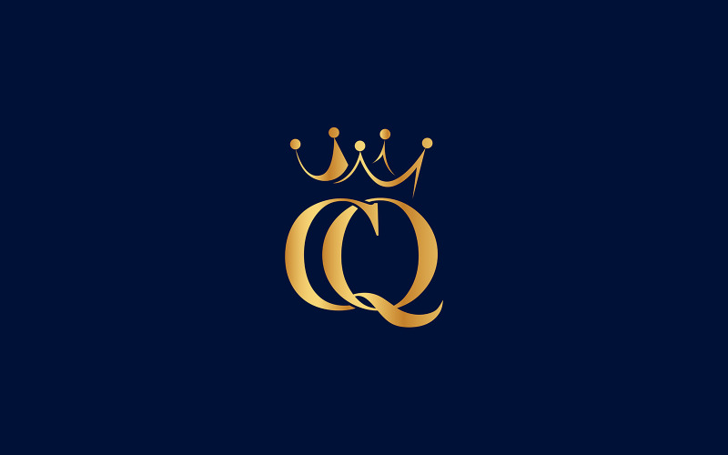 CQ 字母豪华皇后金标志设计矢量
