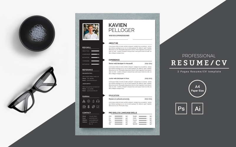Currículum vitae de diseñador web Peologer