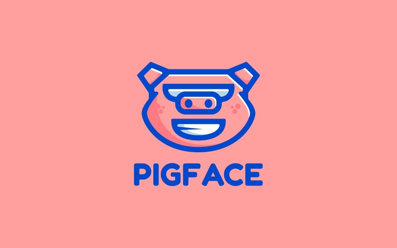 Eenvoudig mascotte-logo met varkensgezicht