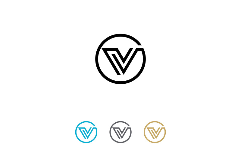 Modèle de vecteur de conception de logo lettre V ou création de logo de cercle V