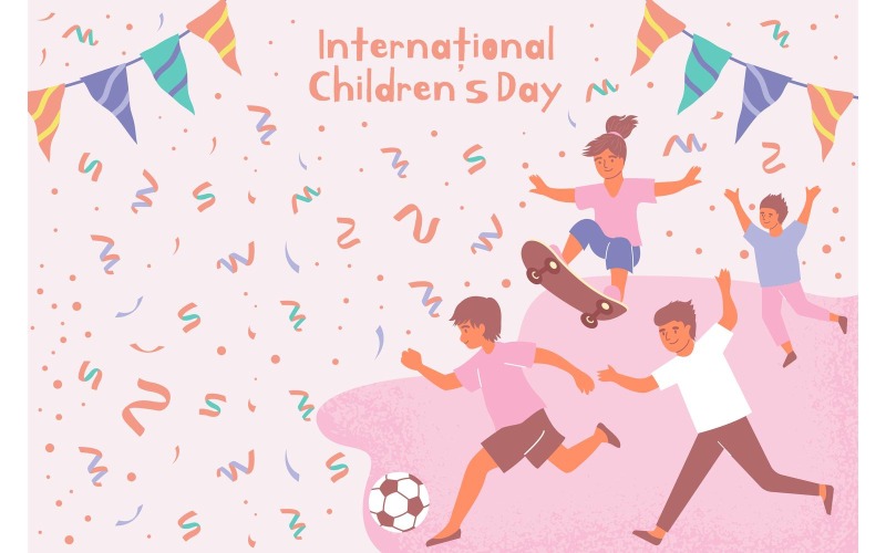 Internationella barnens dag-kort 210350603 vektorillustration koncept