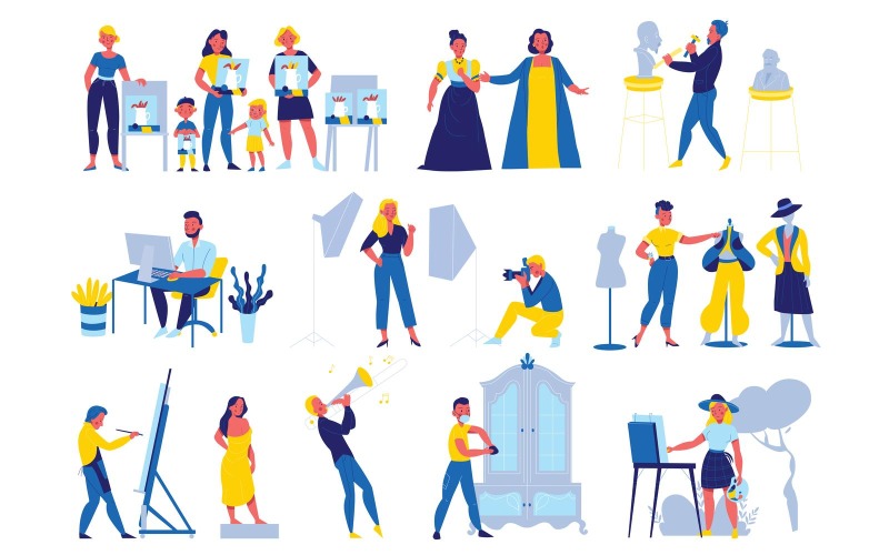 Creative Profession Artist Creative Professions Set 210230515 Vector Illustration Concept