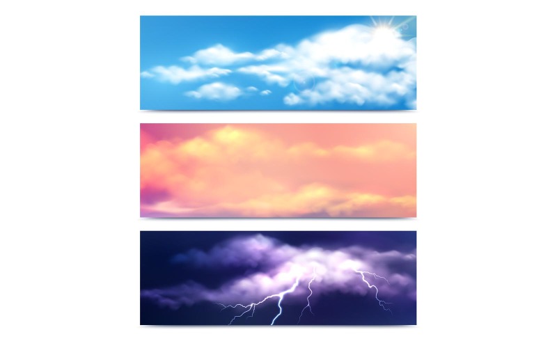 Felhők valósághű bannerek 210230929 vektoros illusztráció koncepció