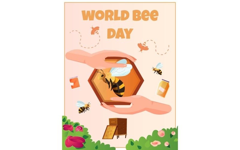 World Bee Day Card 210251111 Vector Illustration Concept