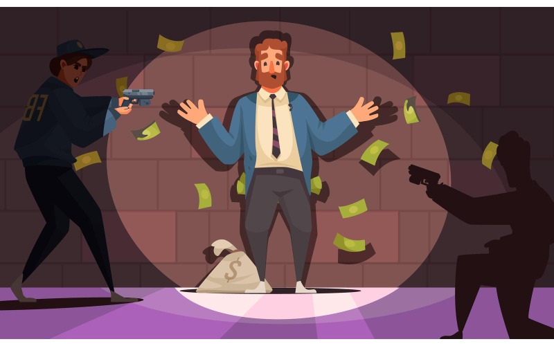 Concepto de ilustración de vector de corrupción de dinero sucio 210212656