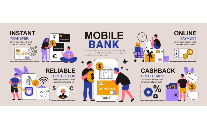 Mobiele Bank Infographics-01 210160505 Vectorillustratieconcept