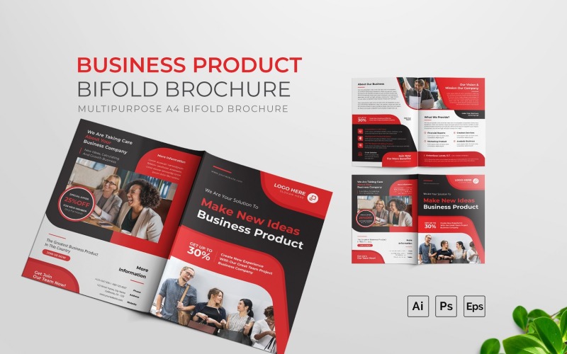 Folleto plegable de productos comerciales - TemplateMonster