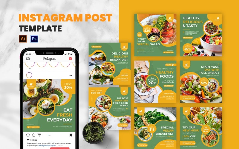 Hälsosam mat Instagram-inlägg
