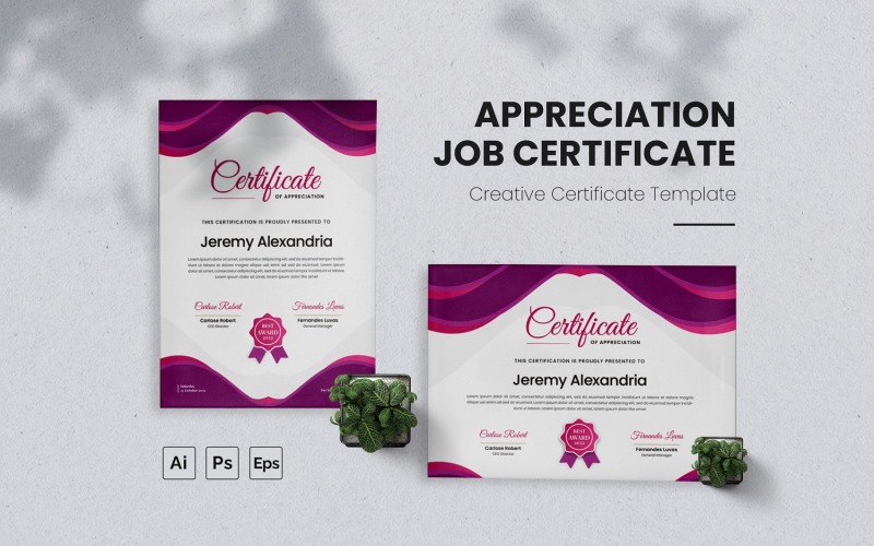 Certificato di lavoro di apprezzamento