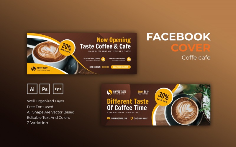 Coffee Cafe Facebook-omslag