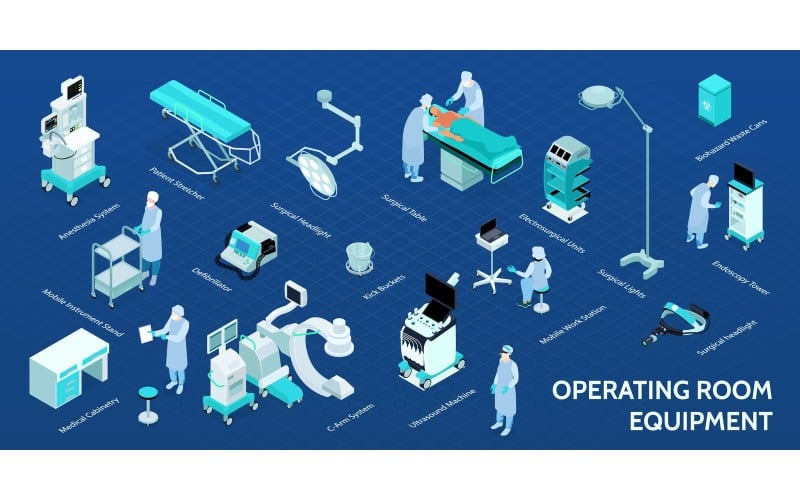Infographie de salle d'opération médicale isométrique 201203215 Concept d'illustration vectorielle