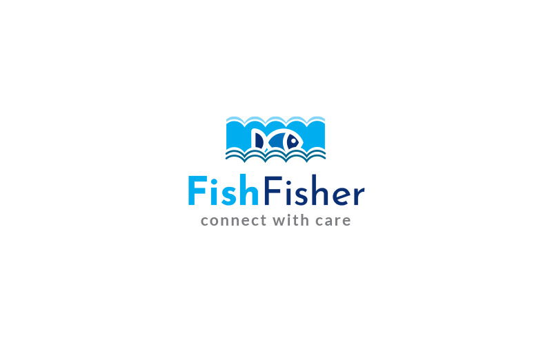 Modello di progettazione del logo del pescatore di pesce