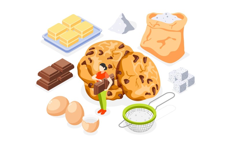 Bakery People Isometric Background 200930143 Vector Illustration Concept