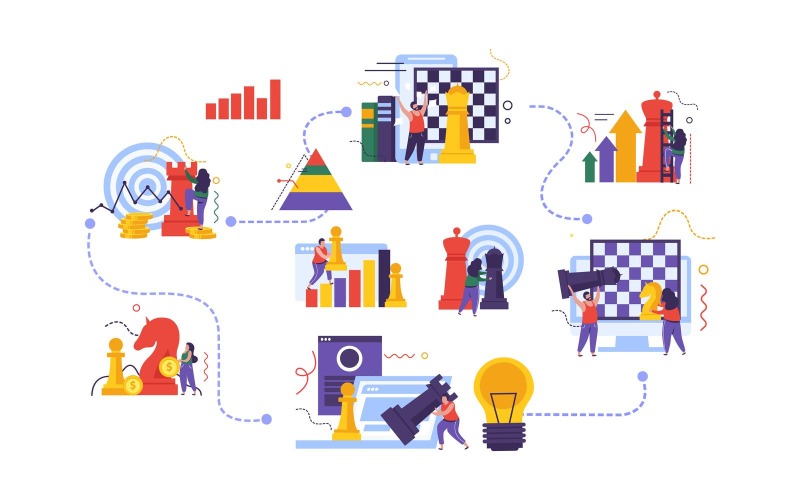 Business Chess Strategy Flat Composition 210140211 Vector Illustration ...