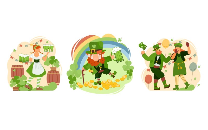 Patrick Day Samenstelling Flat 210160207 Vector Illustratie Concept