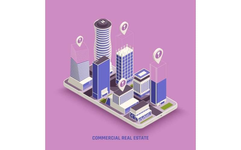 Commercial Real Estate Isometric 210110120 Vector Illustration Concept
