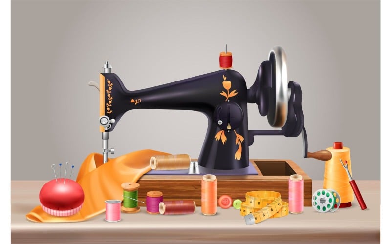 Máquina de coser realista 210230533 Concepto de ilustración vectorial