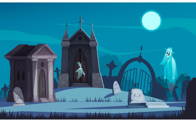 Viejo cementerio fantasma ilustración 210112604 concepto de ilustración vectorial