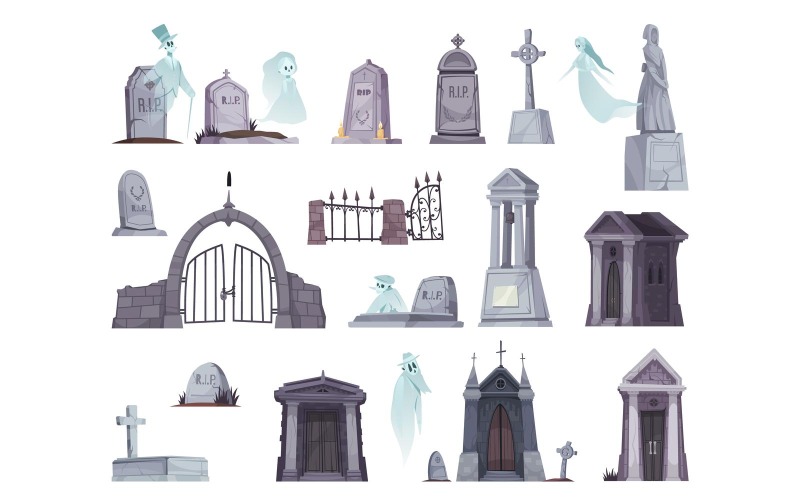 Vieux Cimetière Fantôme Sur Fond Blanc 210112602 Concept Illustration Vectorielle