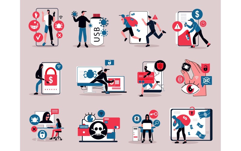 Hacker Set-01 200960530 Concept d'illustration vectorielle
