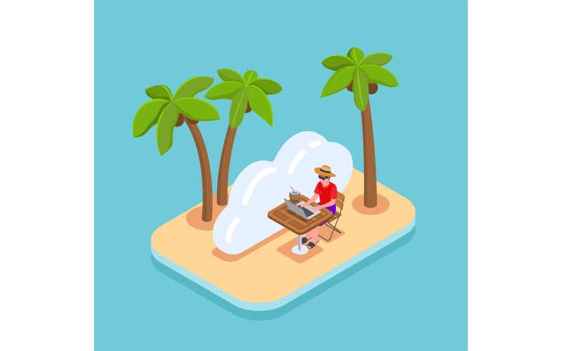 Remote Management Distant Work Isometric 210220116 Vector Illustration ...