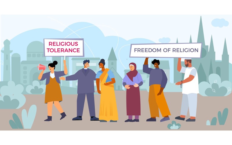 Dyskryminacja Religia Płaskie 210160217 Koncepcja Ilustracja Wektorowa