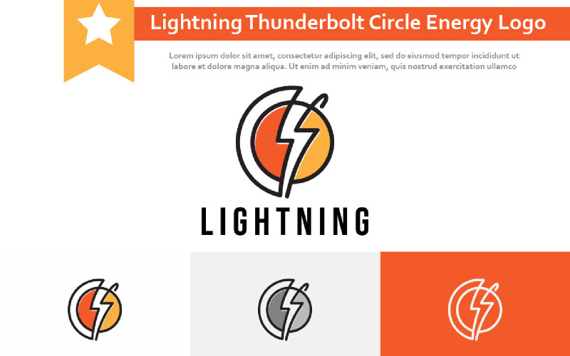 Logotipo de energia elétrica da linha do raio Thunderbolt Circle