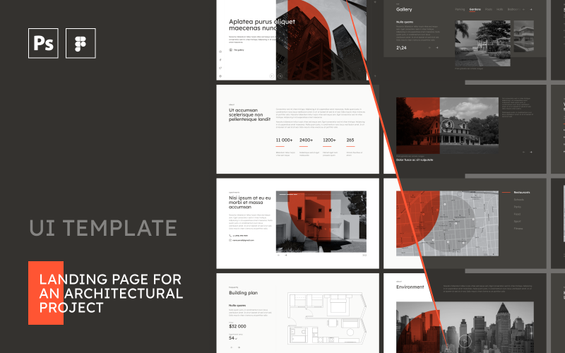 Element – uniwersalny szablon UI monochromatycznego landing page’a