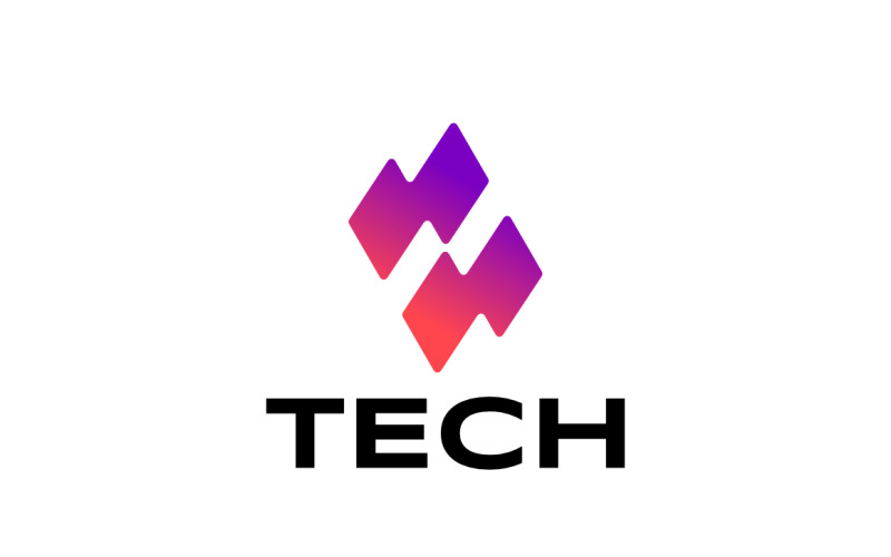Flaga Litera N Negatywnej Przestrzeni Tech Logo