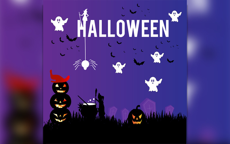 Halloween-achtergrondsjabloon Met pompoen, bat