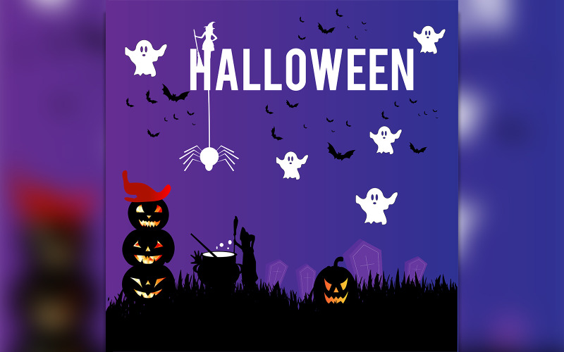Halloween-Hintergrund-Vorlage mit Kürbis, Fledermaus