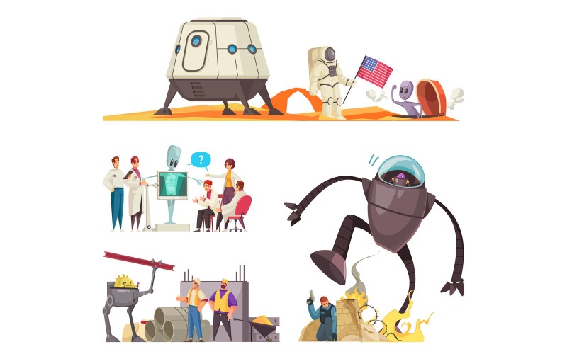 Alien Ufo Compositions 200212637 Vector Illustration Concept