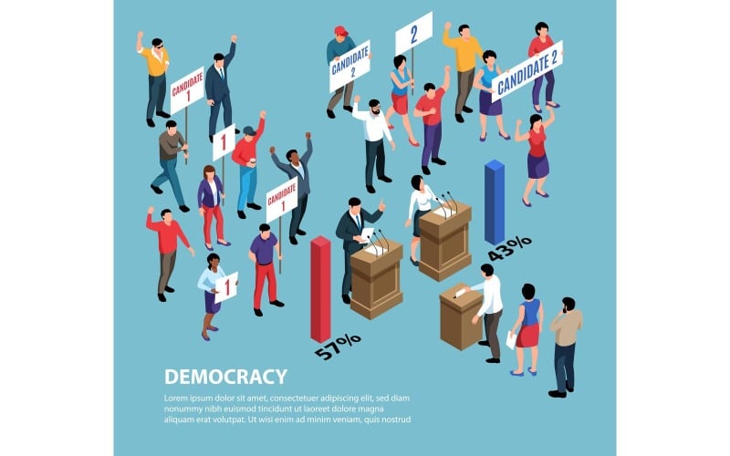 Isometric Political Systems-01 200910510 Concepto de ilustración vectorial