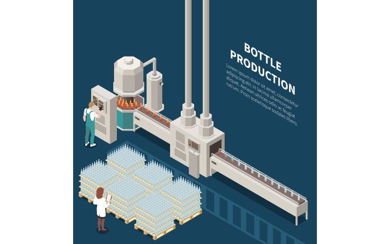 Glass Production Isometric 201210928 Vector Illustration Concept