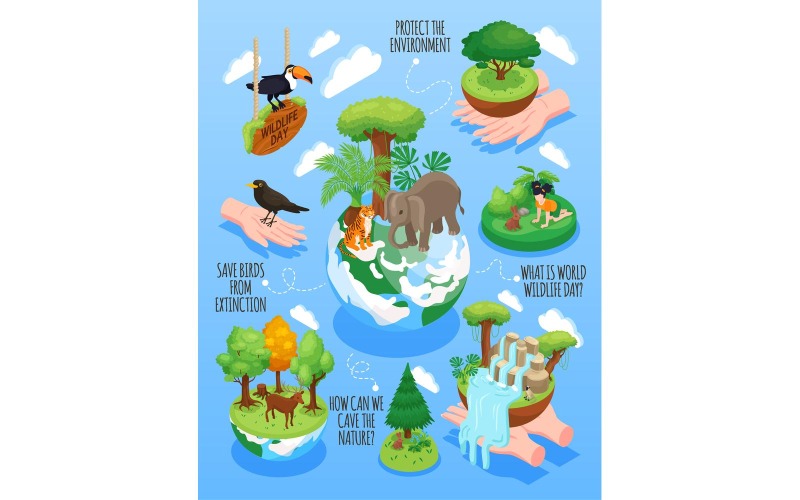 Isometric World Wildlife Day Illustration 201112139 Vector Illustration ...