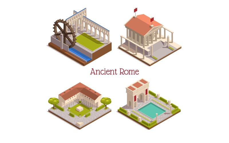 Стародавній Рим ізометричні 201010127 Векторні ілюстрації концепції