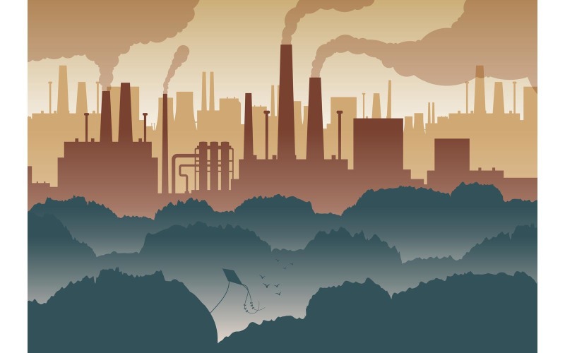 Estratto 201251819 dell'illustrazione di vettore della città di inquinamento atmosferico Concept