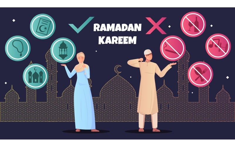 Ramadan Donts Flat 201251125 Vector Illustration Concept