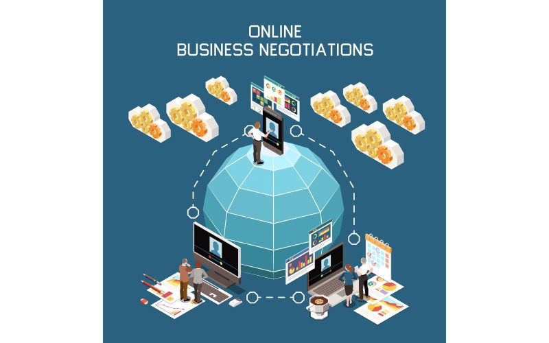 Digital Transformation Digitization Isometric 201110920 Vector ...