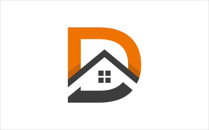 Modèle de vecteur immobilier lettre D
