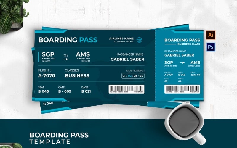 Flight Tourism Boarding Pass #212301 - TemplateMonster