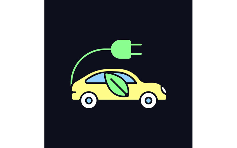 Elektrisk Taxi RGB färgikon för mörka temavektorer