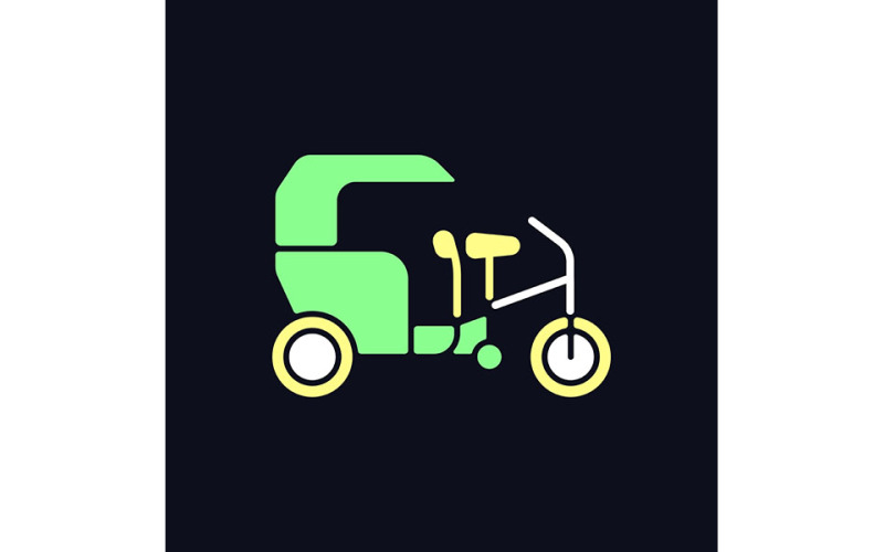 Háromkerekű taxi RGB színes ikon a sötét téma vektorokhoz