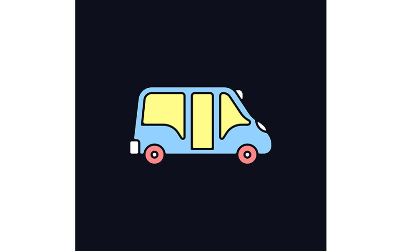 Icono de color RGB de minibús para tema oscuro