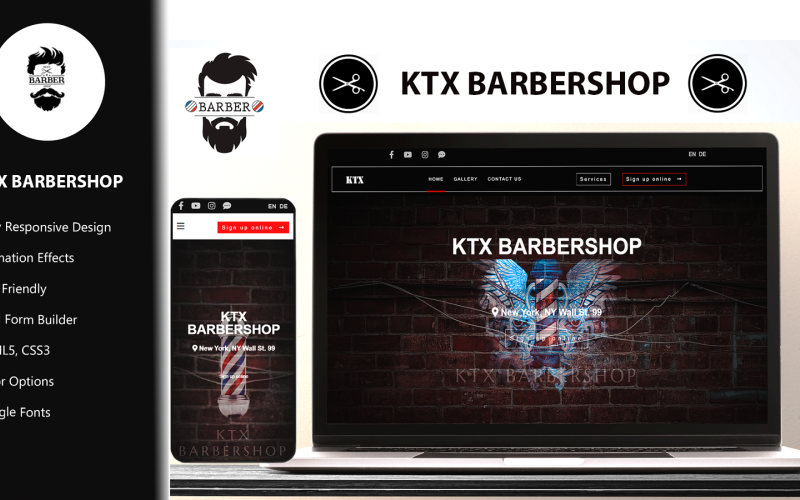 KTX Barbershop - Modello HTML5 reattivo