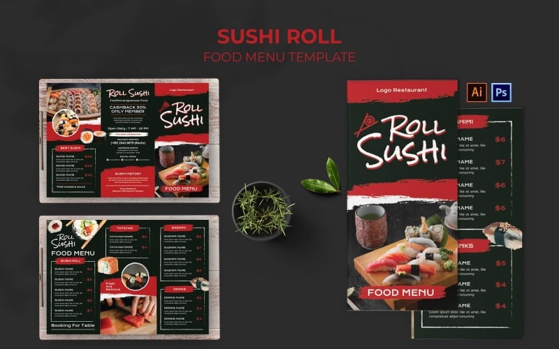 Sushi Roll Food Menu Template #212416 - TemplateMonster