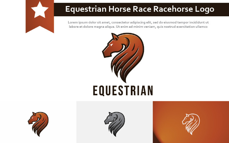 Corsa di cavalli equestri Bellissimo cavallo da corsa con capelli lunghi Logo