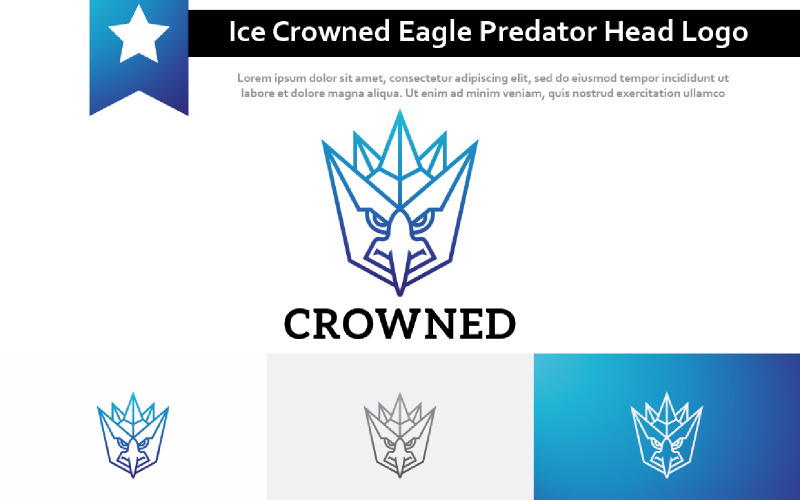 Logotipo de cabeza de depredador animal pájaro águila arpía coronada de hielo